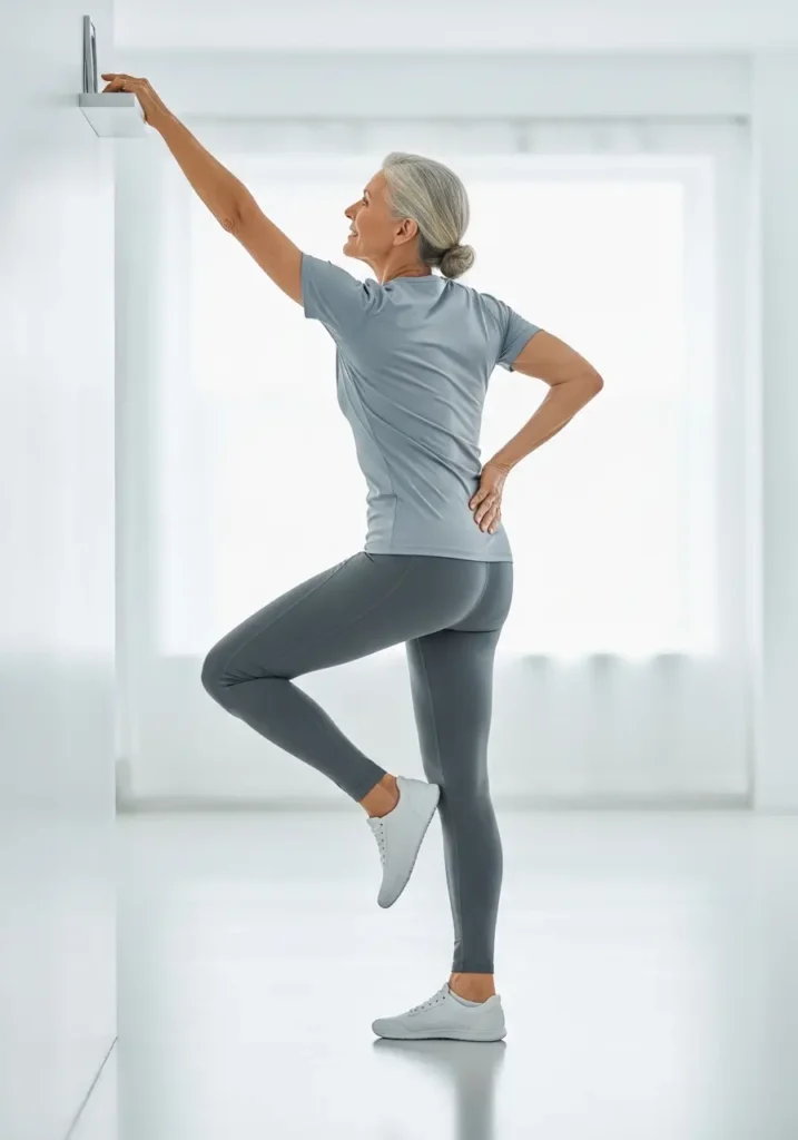 An elderly woman in sportswear