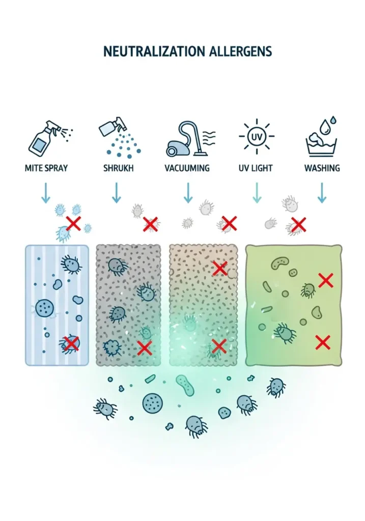 Illustration of ways to neutralize allergens